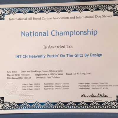 National Championship Certificate